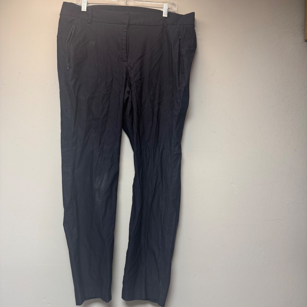 Lane Bryant Trousers Womens 16 Black Fair Zip Pockets Rayon Blend Straight Leg